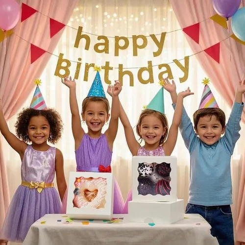 Vista 6 de RomanticBaking 3 ¼" x 3 ¼" x 1 ½" 50PCS Cajas de Trufas de Chocolate para 4, Cajas de Galletas Cajas de Panadería Mini con Ventana para Brownie