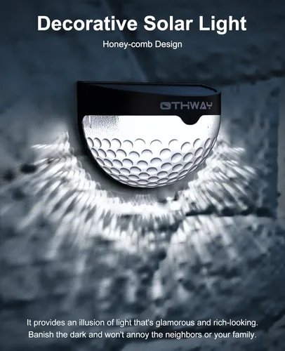 Vista 5 de Luces solares para cercas OTHWAY. Soporte de pared. Iluminación decorativa de cubierta, GY-L6-4Black, 0.26watts, 2.00 volts