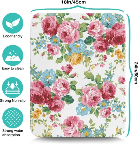 Vista 5 de Tapete de barra de café, accesorios para encimera, absorbente, para ocultar manchas, con parte trasera de goma, tapete de secado de platos