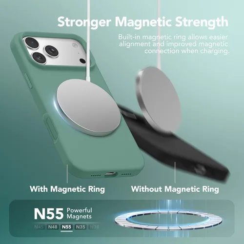 Vista 480 de GONEZ Funda magnética para iPhone 14, compatible con Magsafe, con protector de pantalla + protector de cámara, forro de microfibra antiarañazos