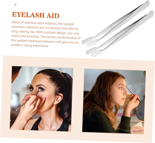 Vista 3 de Juego de pinzas de precisión de punta ancha plana de 4.33 pulgadas, 6 piezas, herramientas de laboratorio para manualidades y uso industrial