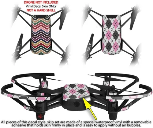 Vista 2 de Skin Decal Wrap 2 Pack Compatible with DJI Ryze Tello Zig Zag Colors 02 Drone NOT Included