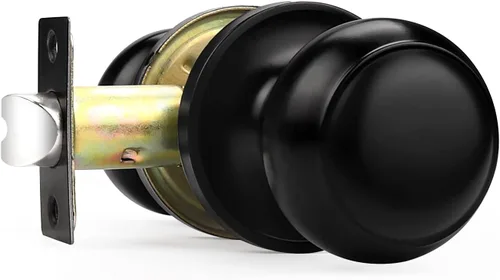 Probrico Pomo de puerta de bola negra, función de paso para pasillo, armario, trastero, despensa, 1 paquete