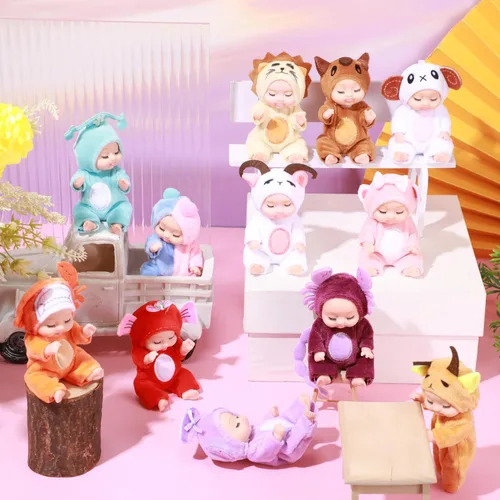 Vista 7 de Hanaive 12 Piezas Mini Muñecas Bebé Reborn Lindos Regalos de Muñecas de Navidad 4 Pulgadas Muñecas Realistas con Ropa Conjunto de Mini Muñecas