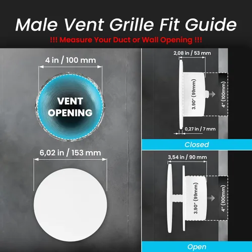 Vista 2 de Repa Market Difusor redondo de plástico blanco de 4 pulgadas para ventilación – Cubierta de ventilación circular de entrada de aire de conducto HVAC