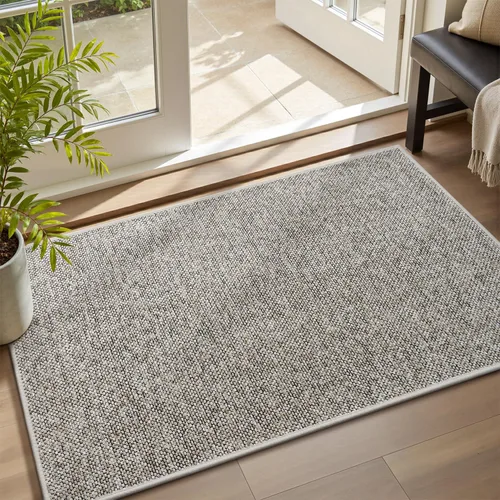 MontVoo Tapete para puerta de entrada, absorbente y duradero, antideslizante, para entrada interior, entrada, atrapador de suciedad, tapete de Beige