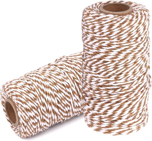 Vista 15 de Cuerda de Hilo de Algodón para Panaderos: 2 Rollos de Cordel para Manualidades Envolver Regalos - 656 Pies de Cordel Negro Blanco para Cocina Cocinar