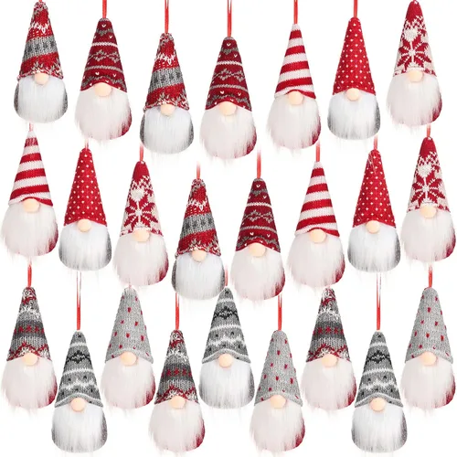 Vista 7 de 8 estilos de gnomos de Papá Noel de Navidad, hechos a mano, muñecos de peluche de Papá Noel escandinavos colgando decoraciones de Navidad