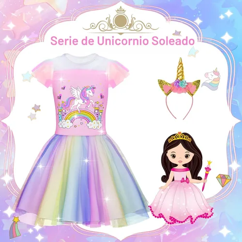 Vista 5 de Tlooe - Vestido de princesa para niñas - Ropa de disfraz para niña pequeña, disfraz de juego de princesa, juguetes de disfraz de princesa, conjunto
