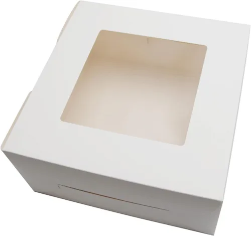 Vista 9 de PQZKLDP Paquete de 12 cajas de pastel de papel kraft marrón de 6 x 6 x 5 pulgadas con ventana, embalaje de regalo, cajas de panadería, postres
