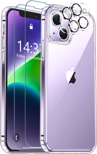 SPIDERCASE Funda para iPhone 14iPhone 15, protección contra caídas de grado militar de 15 pies transparente Paquete de 2 protectores de pantalla de