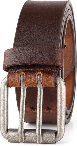 Vista 4 de F&L CLASSIC Cinturón de Trabajo de Cuero, Cinturones de Cuero de Grano Completo con Doble Hebilla Resistente para Hombres de 1 1/2 pulgadas Negro