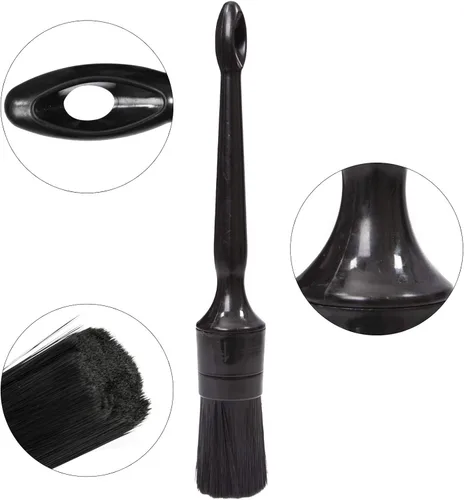 Vista 5 de Juego de 5 cepillos para detalles de automóvil, 5 cepillos negros para detalles, agarre cómodo y cepillo de limpieza sin arañazos