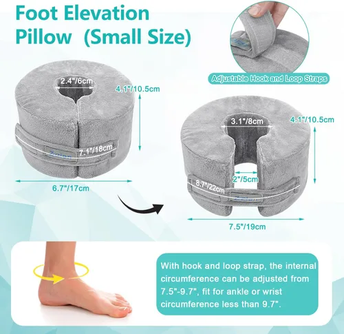 Vista 3 de Zelen Almohada de elevación de pie, talón de tobillo, cuña elevadora, almohada médica de tobillo para cama, dolor de presión, úlcera para dormir