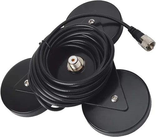 HYS Antena de montaje magnético UHF-hembra (SO239), base magnética anticorrosión resistente, soporte de antena con cable RG-58 de 16.4 ft/16.4 pies