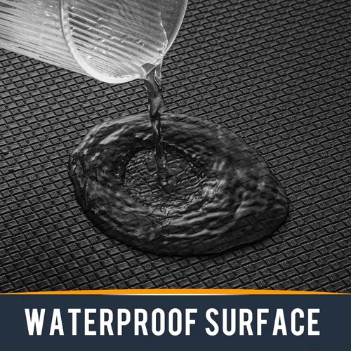 Vista 4 de Tapetes de cocina acolchados antifatiga, impermeable, acolchado de espuma viscoelástica para estar de pie, 17 x 59 pulgadas, color negro