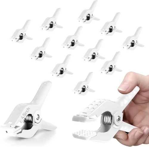 Vista 10 de EMART Paquete de 12 abrazaderas de resorte resistentes de plástico de 4.5 pulgadas, abrazaderas profesionales grandes para soporte de telón