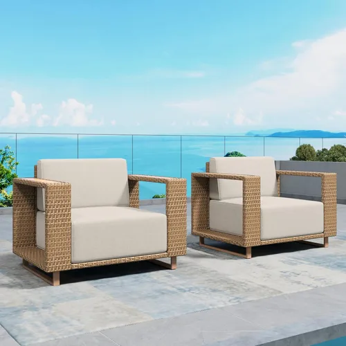 Vista 15 de 4 muebles de patio en forma de L, seccionales al aire libre con cojín de 10 Beige-seccional