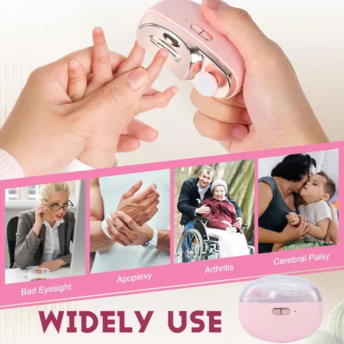Vista 6 de Cortaúñas eléctrico, lima de uñas eléctrica, recortadora de uñas automática 3 en 1 con pulido, molinillo de uñas automático para mujeres, recortador