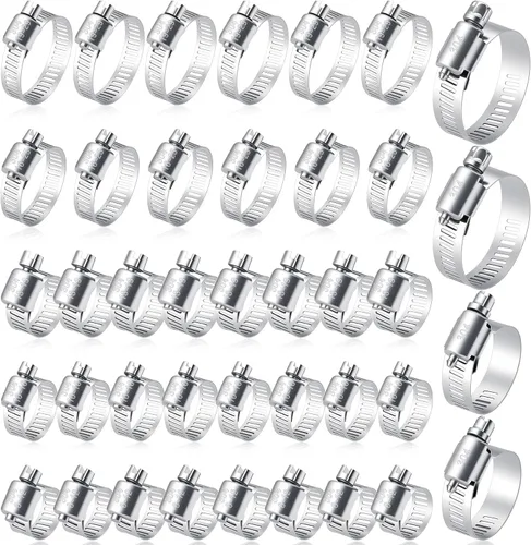 Selizo 40 abrazaderas de manguera que incluyen abrazaderas de tubo ajustables de 7 tamaños, clips de manguera de acero inoxidable 304