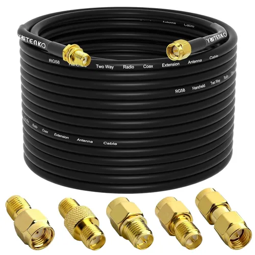 Vista 16 de Cable de Extensión de Antena SMA 3 pies 1 m SMA Macho a SMA Hembra RG58 Cable de Puente Coaxial Baja Pérdida para Reubicación de Router 4G LTE ADS-B