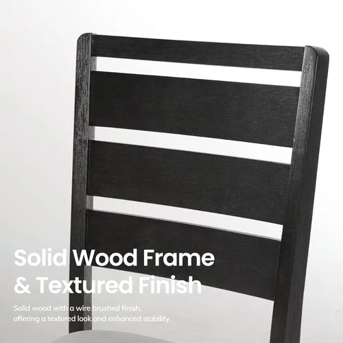 Vista 5 de COLAMY SERA - Juego de 2 sillas de comedor de madera maciza con cojín tapizado de tela, silla de cocina estilo granja, silla moderna de dos tonos