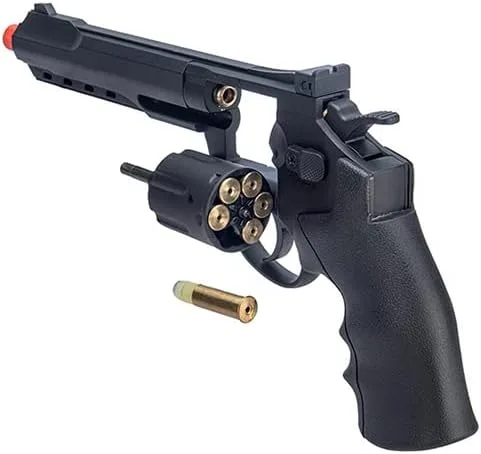Vista 5 de Goldenball - Revólver WellFire de 12.2" CO2 Swing Out Airsoft (Color: Negro)