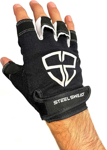 Steel Sweat RUE PRO Black XL - Guantes de entrenamiento, ideales para gimnasio, levantamiento de pesas, fitness, entrenamiento y crossfit, hechos