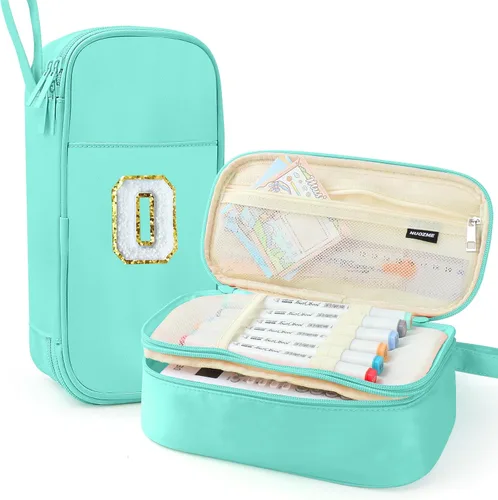 Vista 31 de Estuche Grande para Lápices, Bolsa de Lápices de Gran Capacidad, Bolsa de Lápices Personalizada con Inicial con Cremallera Suave, Múltiples