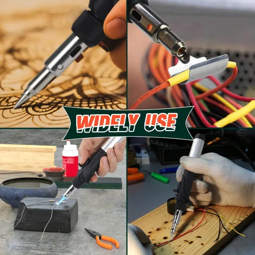 Vista 7 de FROGBRO Kit de soldador de butano con temperatura de llama ajustable de encendido automático máximo 2372 ℉, pistola de calor de soldadura