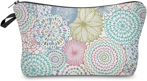 Vista 12 de Deanfun Bolsa de cosméticos para mujer, flores de mandala, bolsas de maquillaje impermeables, bolsa espaciosa para artículos de tocador, accesorios