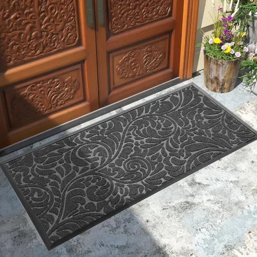 Vista 14 de Yimobra Tapete para puerta de entrada exterior, 29.5 x 17 pulgadas, impermeable, resistente, para puerta delantera, tapete antideslizante resistente