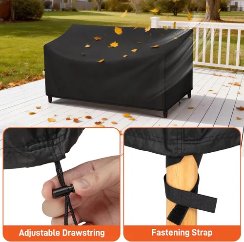 Vista 6 de Arcedo Fundas impermeables de 2 plazas para muebles de patio, resistente a la intemperie, funda de sofá para silla de exterior, 54 pulgadas de ancho