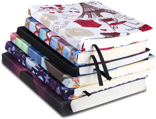 Vista 6 de Paquete de 6 fundas elásticas para libros, fundas de libro jumbo para libros de texto de tapa dura de hasta 9 x 11 pulgadas, reutilizables, lavables