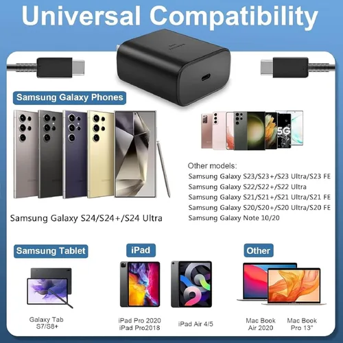 Vista 8 de S24 S25 S23 A16 Samsung Cargador de carga súper rápida de 45 W USB C cargador súper rápido con cable de carga tipo C de 6 pies para Samsung Galaxy