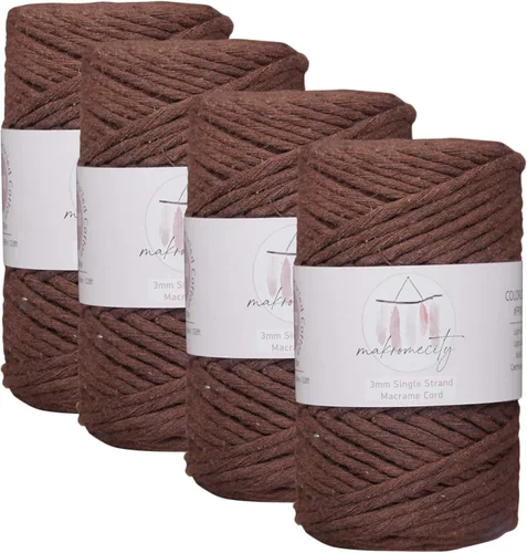 Vista 161 de Makromecity, Cordón de macramé de un solo hilo de 3 mm x 100 yardas (300 pies) de 3 mm de cordón de algodón azul bebé para arte y manualidades