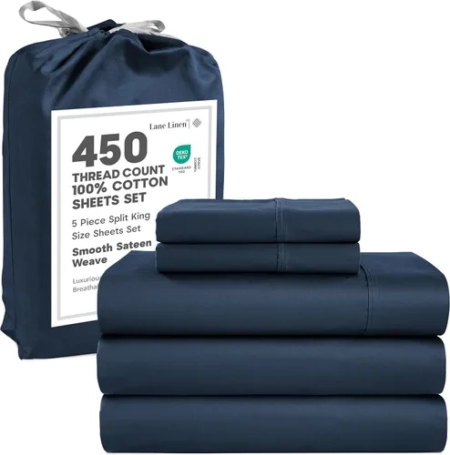 Vista 62 de LANE LINEN - Juego de sábanas tamaño Queen, 450 hilos, 100% algodón, refrescantes, suaves y transpirables, con bolsillo profundo, 4 piezas