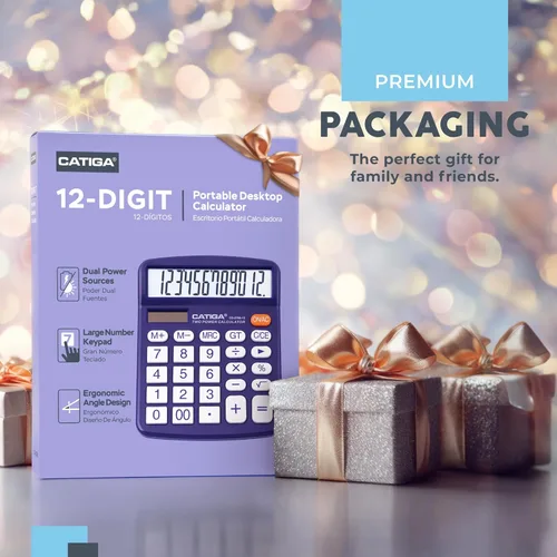Vista 69 de CATIGA CD-2786 - Calculadora de escritorio de 12 dígitos con pantalla LCD grande y botón sensible, energía solar dual y batería, función estándar