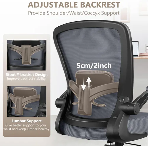 Vista 5 de FelixKing Silla de Oficina, Silla de Escritorio Ergonómica con Malla Transpirable, Respaldo Alto Ajustable con Soporte Lumbar, Reposabrazos