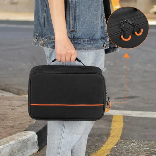 Vista 5 de PGmoon Funda de transporte de micrófono inalámbrico con 3 ranuras, bolsa de almacenamiento para micrófono de 3 micrófonos de hasta 11 pulgadas