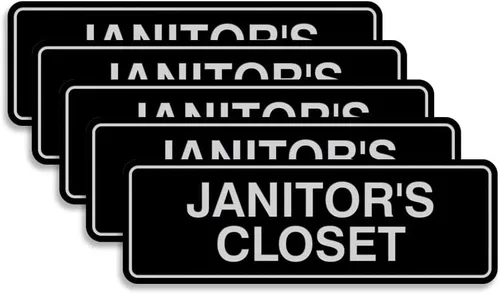 Vista 60 de Signs ByLITA Letrero estándar de JANITOR'S CLOSET con cinta adhesiva (negro) - Pequeño 1 paquete