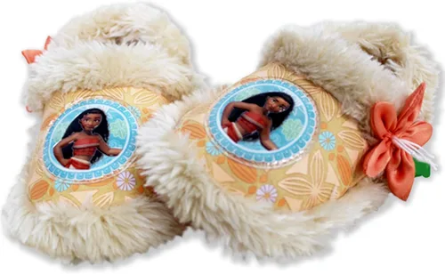 Disney Moana - Pantuflas de felpa para niña pequeña con piel sintética