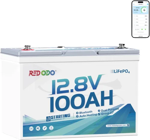 Vista 18 de Redodo Batería LiFePO4 de 12 V 410 Ah, batería de litio de 5248 Wh con BMS de 250 A, potencia de salida máx. 3200 W, celda de batería de grado A