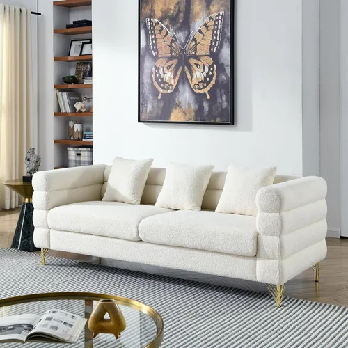 Vista 10 de Modern Loveseat Sofa Couch for Living Room, 81''W Lounge Futon Couch with 3 Pillows, Comfortable Seating Cushion, for Small Space Apartment, Concise