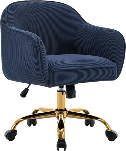 Vista 10 de Silla de escritorio para el hogar, silla giratoria de pana con Moderna silla de computadora tapizada de terciopelo con respaldo medio, ergonómica