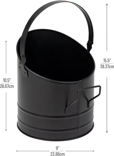 Vista 3 de Mind Reader Cubo para cenizas para chimenea, capacidad de 6 L (1.5 galones), estufa de leña, accesorios para chimenea, metal, 9 pulgadas de largo x