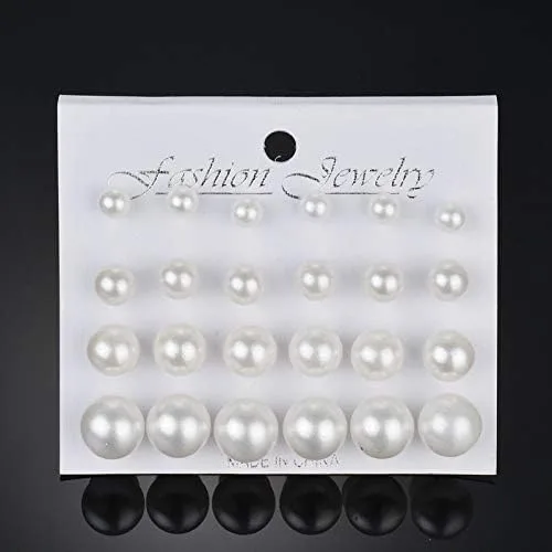 Vista 3 de Aretes cuadrados de corazón de cristal para mujer aretes de flor de perlas simuladas regalos para mejores amigos Perla Perla sintética