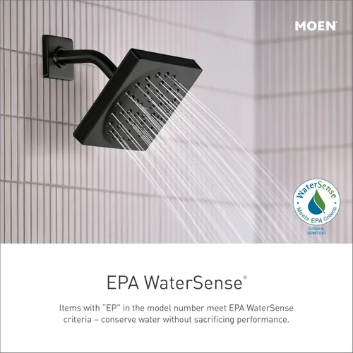Vista 3 de Moen Gibson Negro Mate Eco-Performance Moderno Acabado de Ducha con Cabezal de Ducha de Baño y Manija de Palanca, Requiere Válvula Posi-Temp