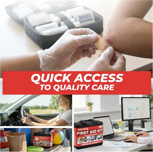 Vista 7 de M2 BASICS Kit de primeros auxilios de 300 piezas, 40 artículos, kit médico de emergencia compacto con bolsa de transporte duradera para el hogar