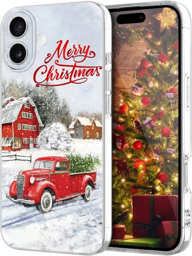 Vista 32 de Newseego Funda de Navidad para iPhone 13, Serie Linda a Prueba de Golpes Anti-Amarillo PC Duro + Parachoques TPU Cubierta Protectora para Mujeres